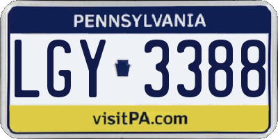 PA license plate LGY3388