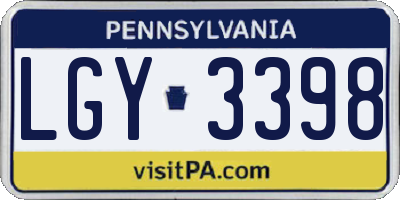 PA license plate LGY3398