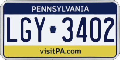 PA license plate LGY3402
