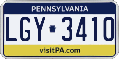 PA license plate LGY3410