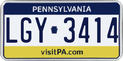 PA license plate LGY3414