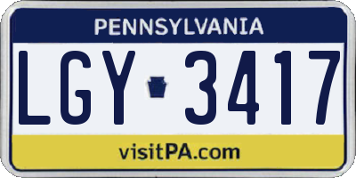PA license plate LGY3417