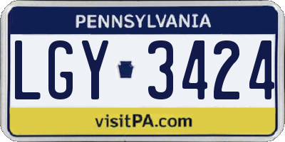 PA license plate LGY3424