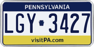 PA license plate LGY3427