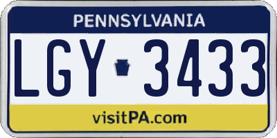 PA license plate LGY3433