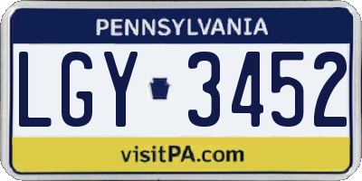 PA license plate LGY3452