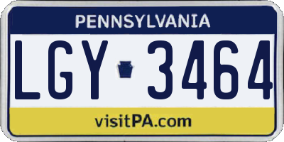 PA license plate LGY3464