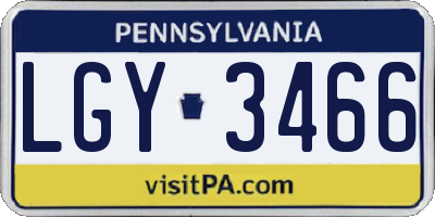 PA license plate LGY3466