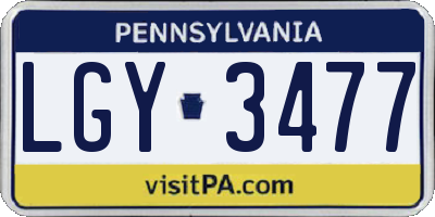 PA license plate LGY3477