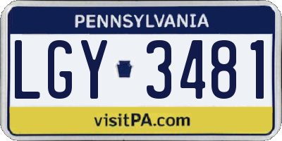 PA license plate LGY3481