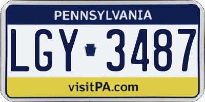 PA license plate LGY3487