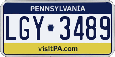 PA license plate LGY3489