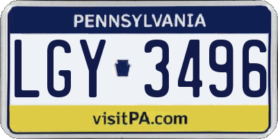 PA license plate LGY3496
