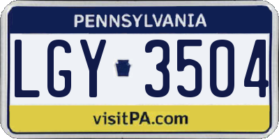 PA license plate LGY3504