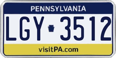 PA license plate LGY3512