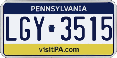 PA license plate LGY3515