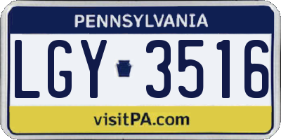 PA license plate LGY3516