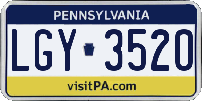 PA license plate LGY3520
