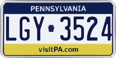 PA license plate LGY3524
