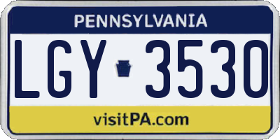 PA license plate LGY3530