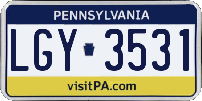 PA license plate LGY3531