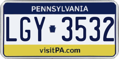 PA license plate LGY3532