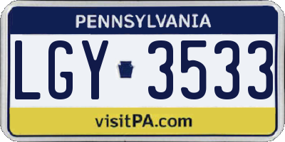PA license plate LGY3533