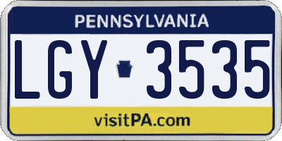 PA license plate LGY3535