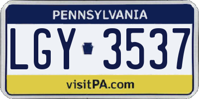 PA license plate LGY3537