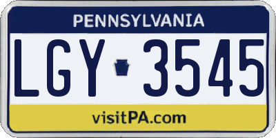 PA license plate LGY3545