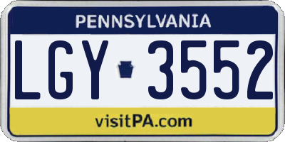 PA license plate LGY3552