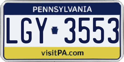 PA license plate LGY3553