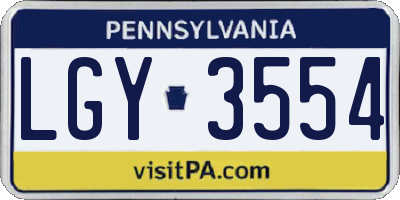 PA license plate LGY3554