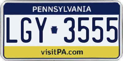 PA license plate LGY3555