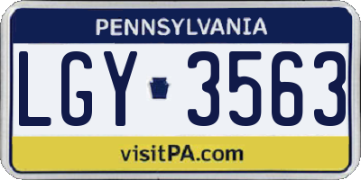 PA license plate LGY3563