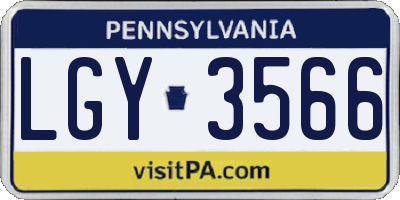 PA license plate LGY3566