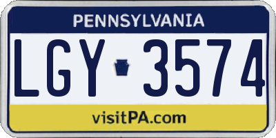PA license plate LGY3574