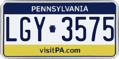 PA license plate LGY3575