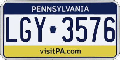 PA license plate LGY3576