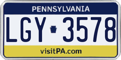 PA license plate LGY3578