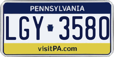 PA license plate LGY3580