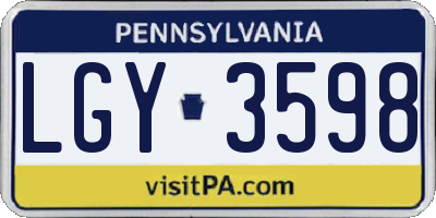 PA license plate LGY3598
