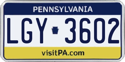 PA license plate LGY3602