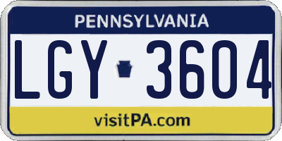 PA license plate LGY3604