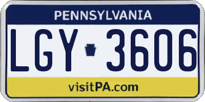 PA license plate LGY3606