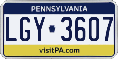 PA license plate LGY3607