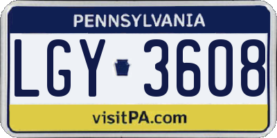 PA license plate LGY3608