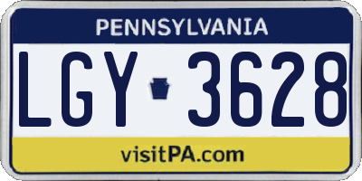 PA license plate LGY3628
