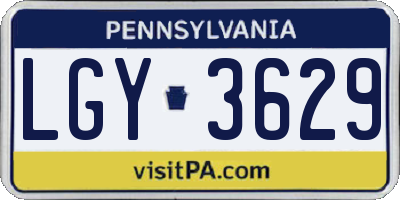 PA license plate LGY3629
