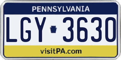 PA license plate LGY3630